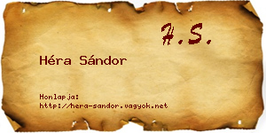 Héra Sándor névjegykártya